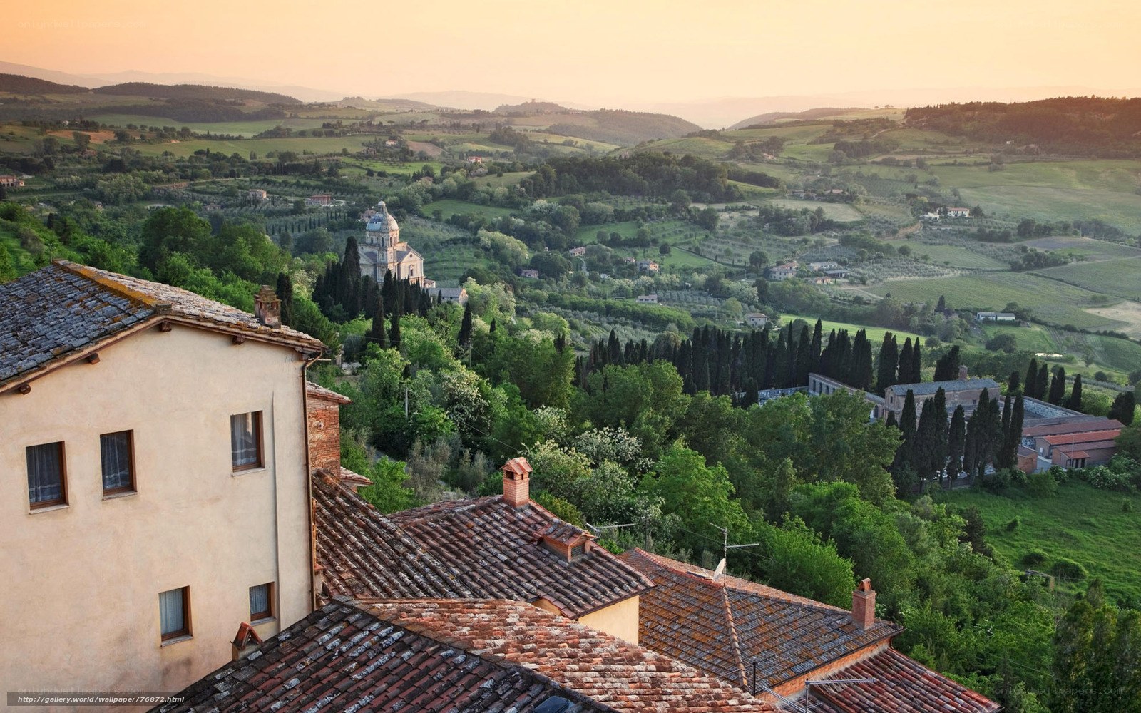 Tuscan village at sunset