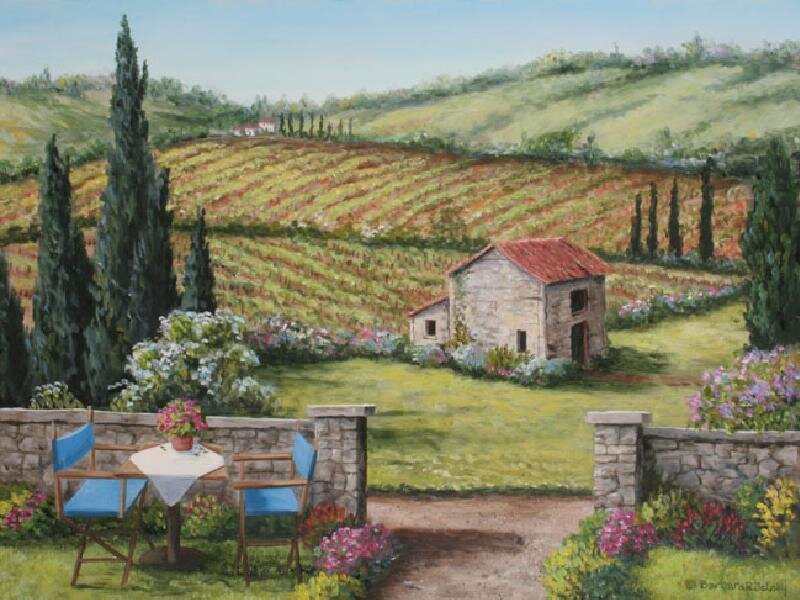 Tuscan vineyard landscape