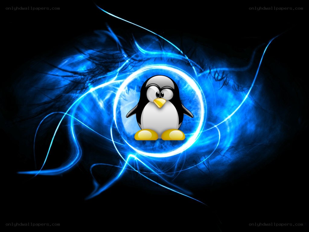 Tux penguin with blue energy