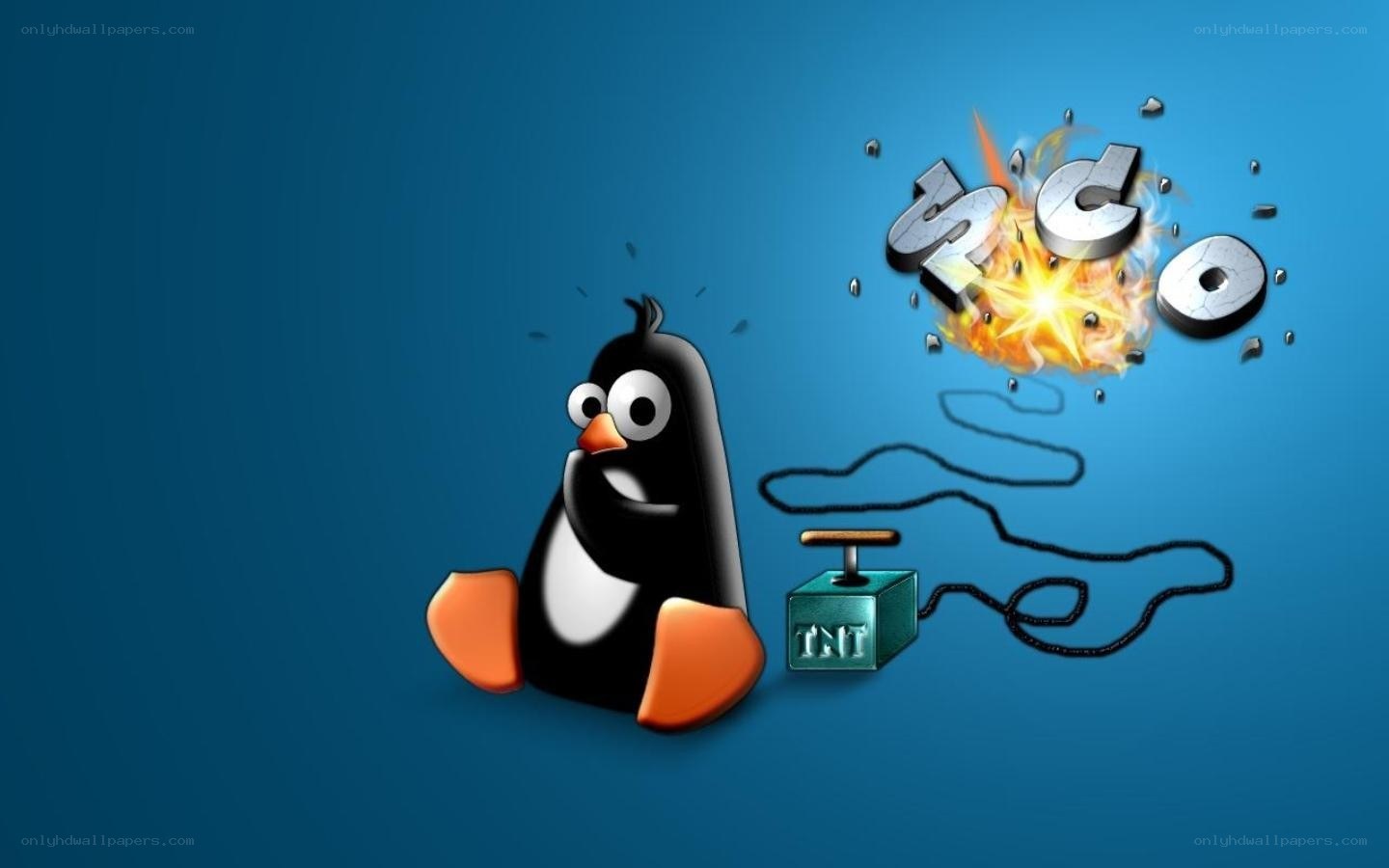 Tux penguin with TNT explosion