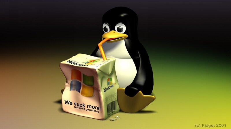 Tux the Penguin — Black, Humorous
