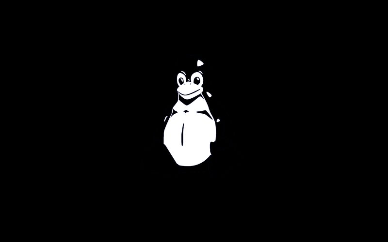 Tux the Penguin — Black, Minimalist