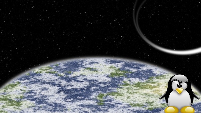 Tux the penguin in space