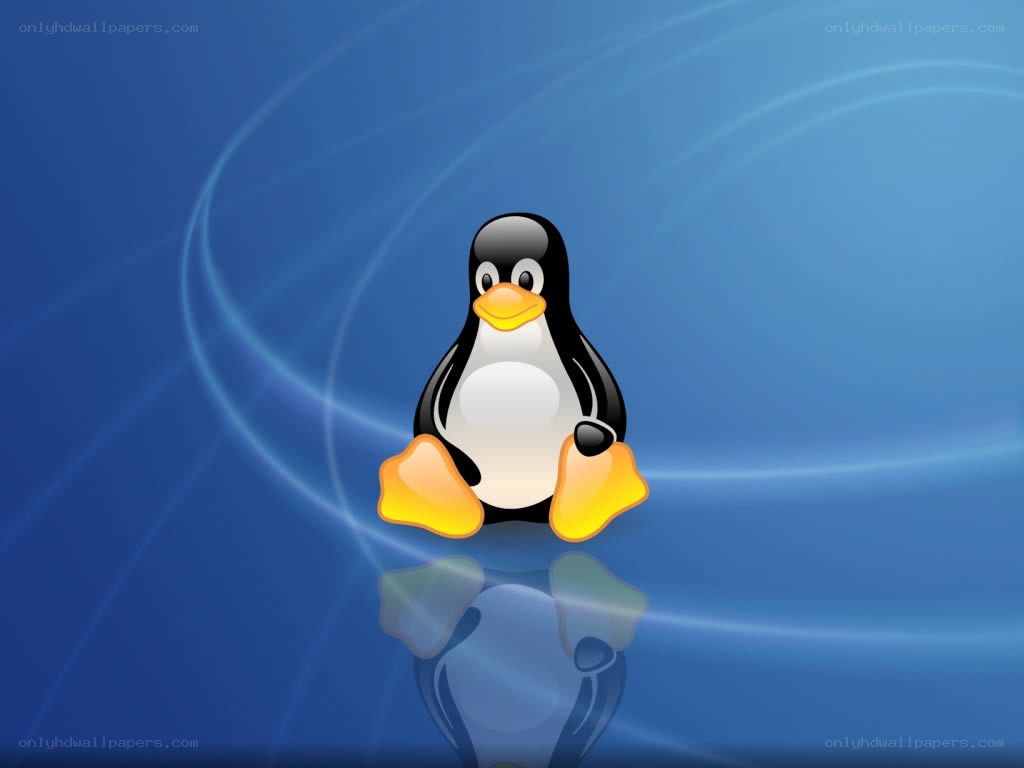 Tux the penguin on blue