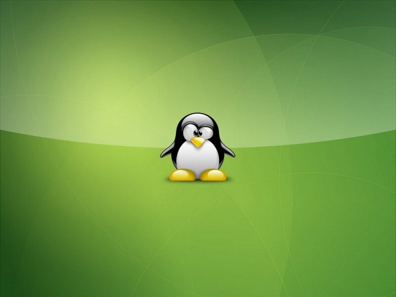 Tux the penguin on green