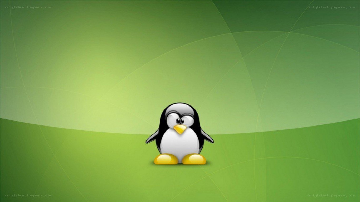 Tux the penguin on green