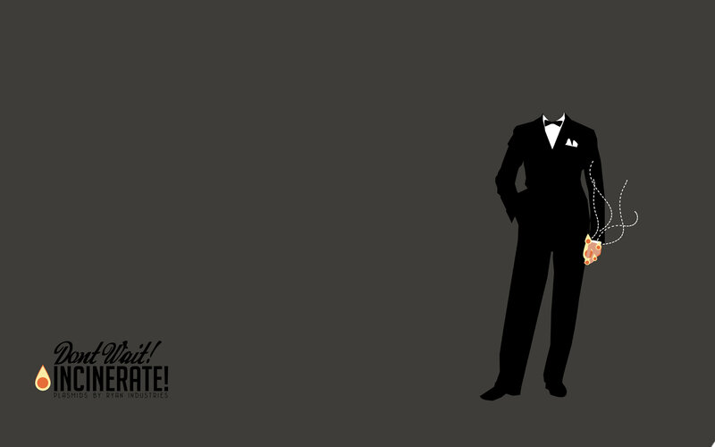 tuxedo silhouette with incinerate logo