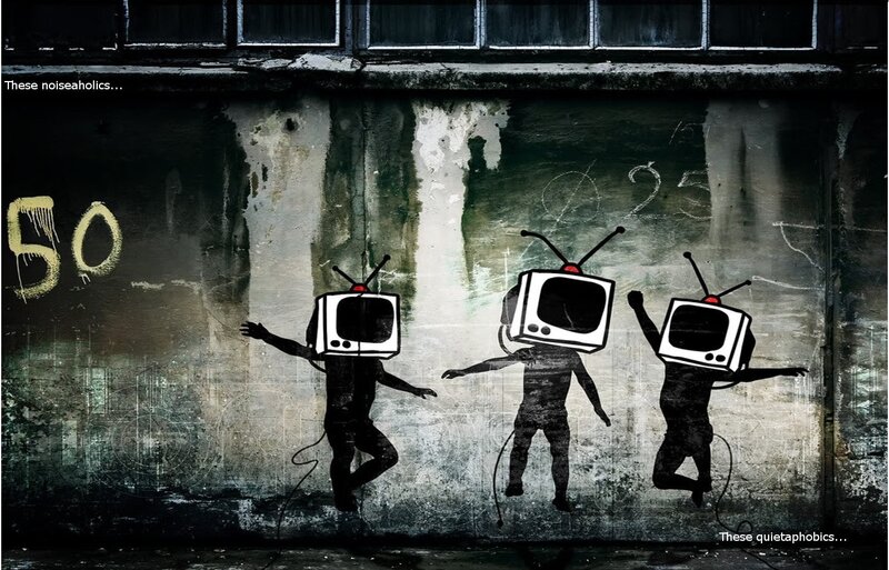 TV-headed figures dancing