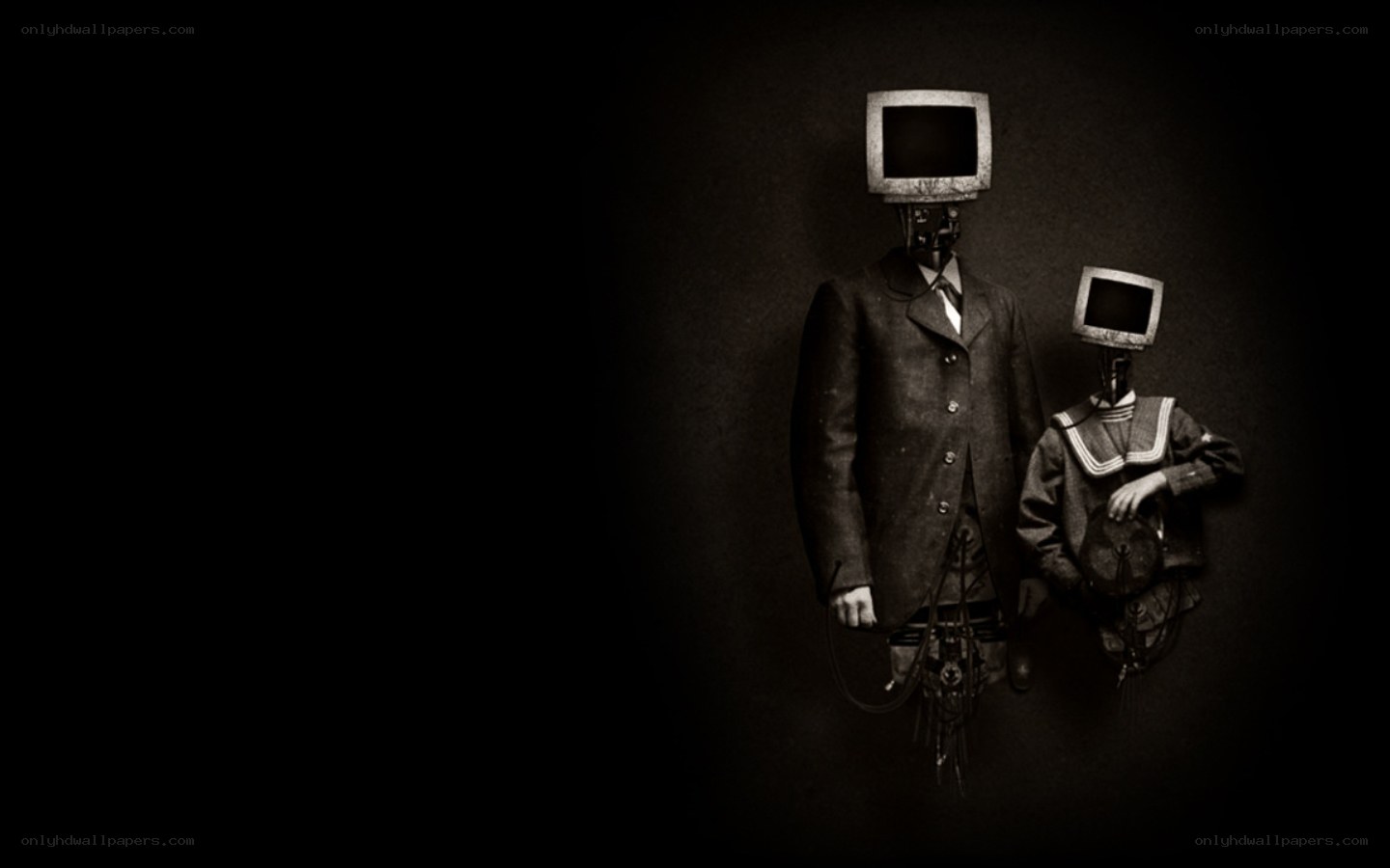 TV-headed figures in suits