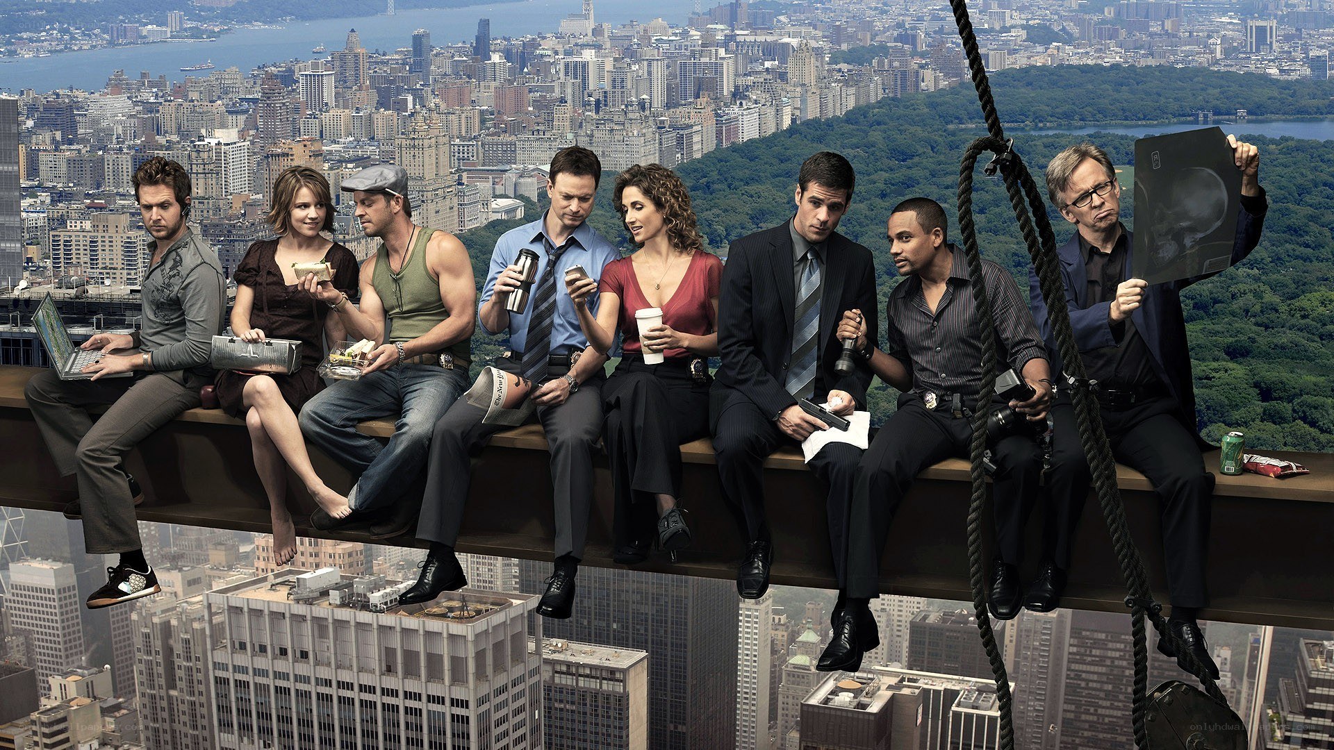 TV show cast on beam