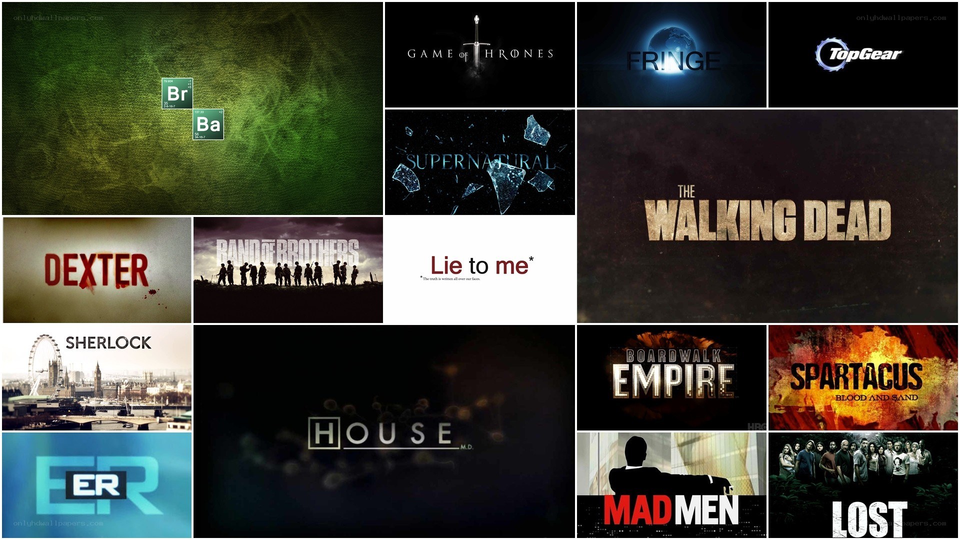 TV show title cards collage