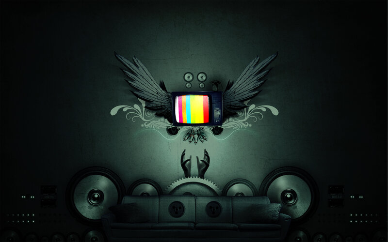 TV with wings and speakers