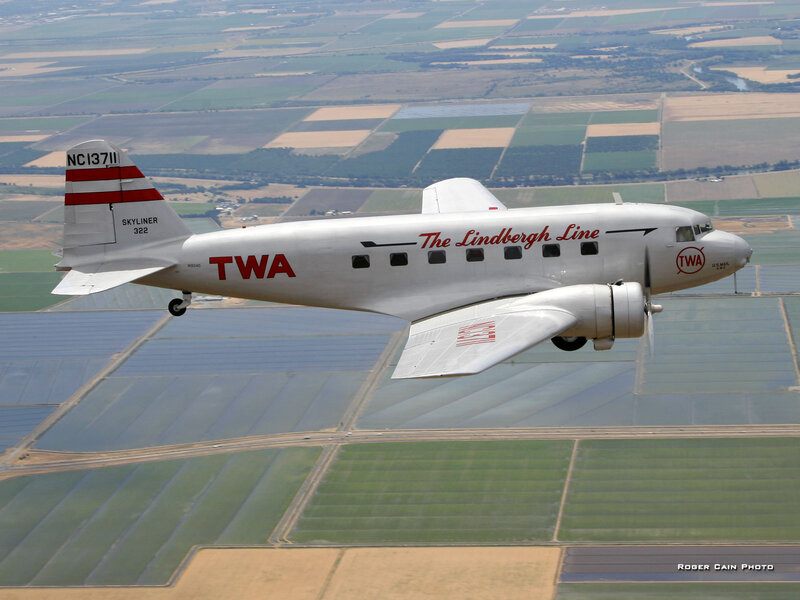 TWA Airplane in Flight — White