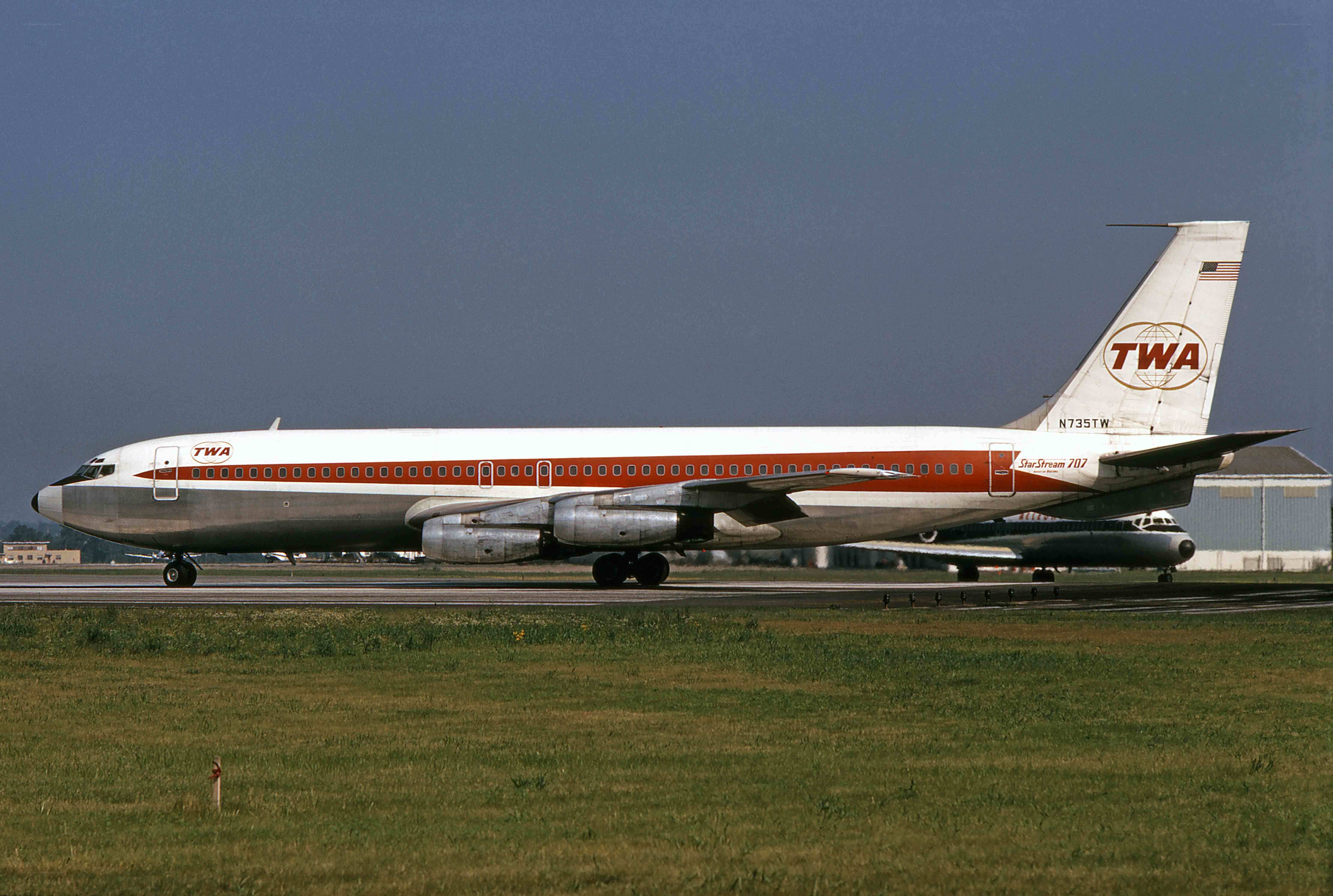 TWA Boeing 707 on runway