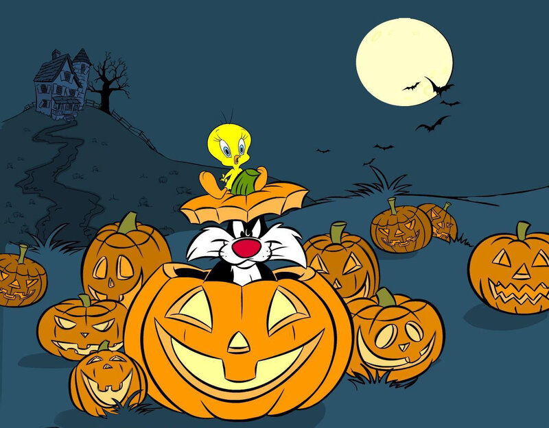 Tweety and Sylvester in Pumpkins