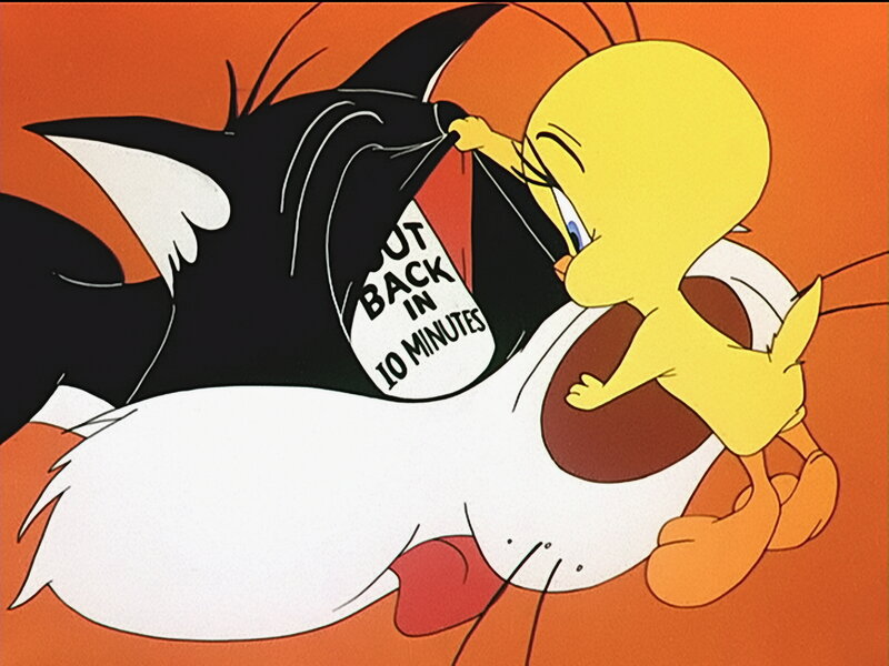 Tweety Bird Pulling Cat