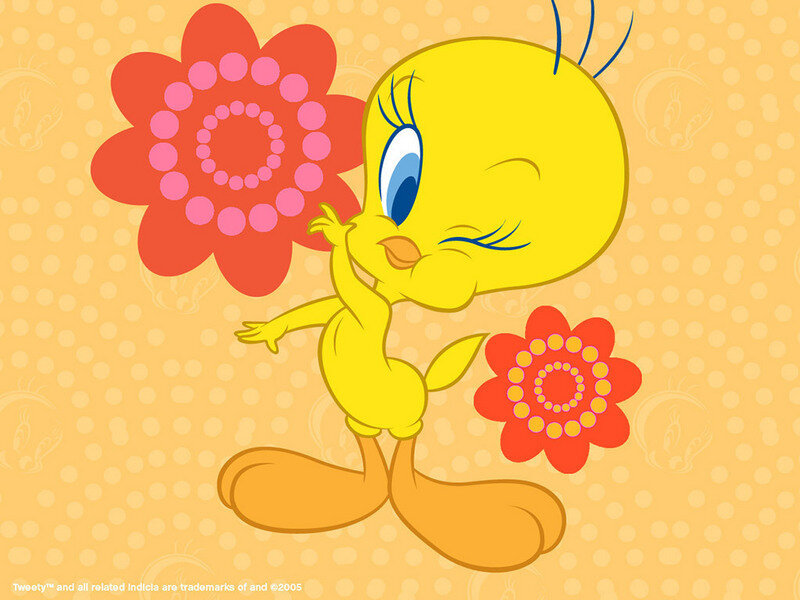 Tweety Bird with flowers