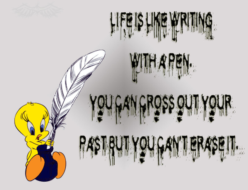 Tweety with a feather pen
