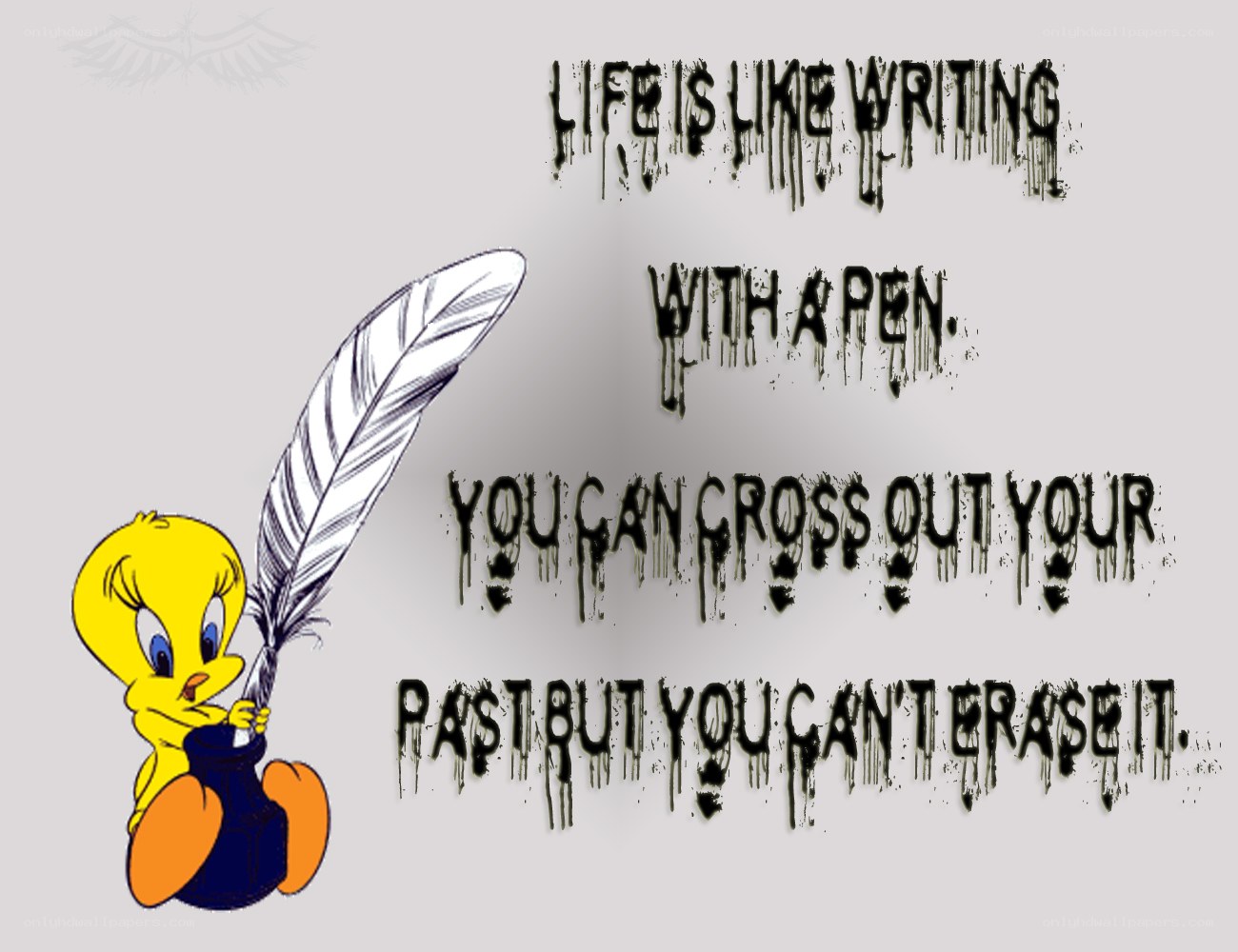 Tweety with a feather pen