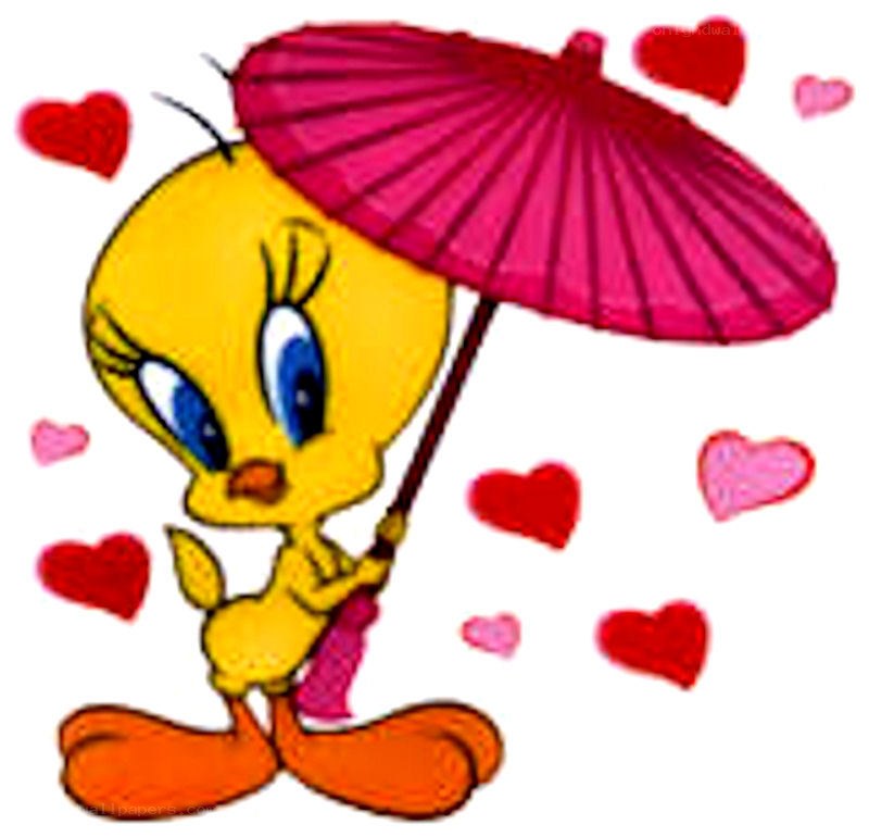Tweety with pink umbrella