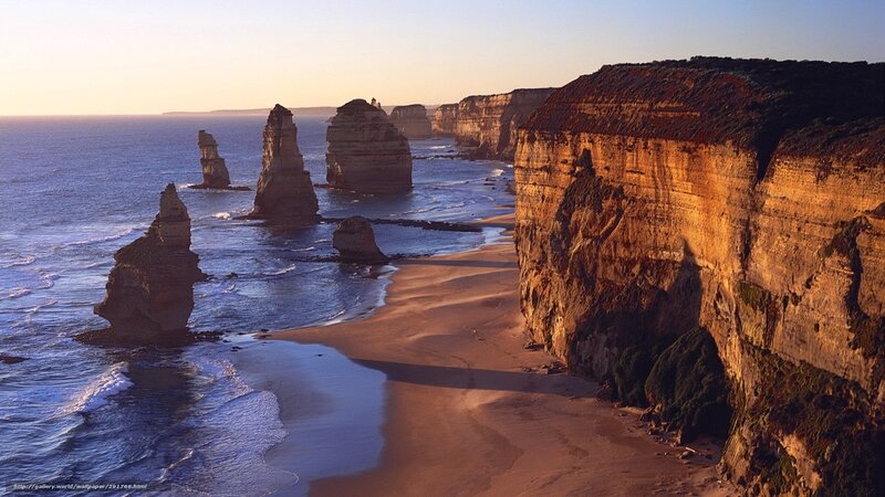 Twelve Apostles Rock Formations — Blue, Dramatic, Sunset, Photograph, Ocean, Cliffs, Beach