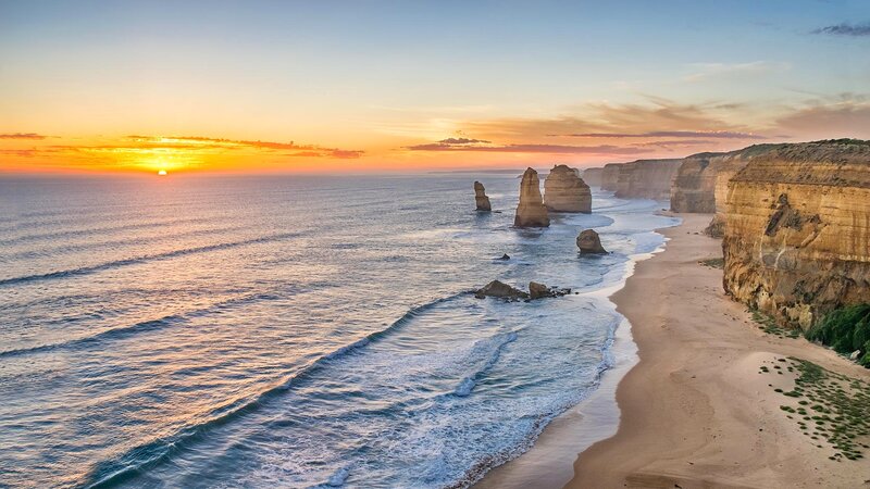 Twelve Apostles Rock Formations — Orange, Serene, Sunset