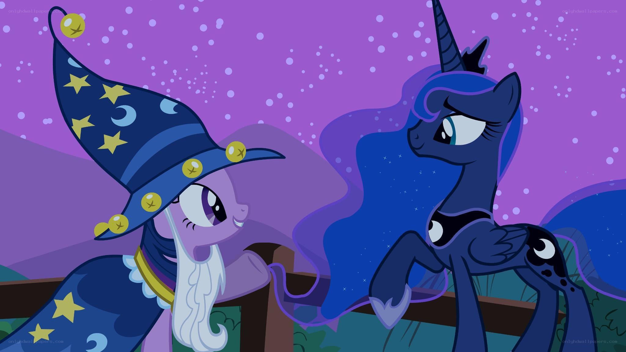 Twilight and Luna at night