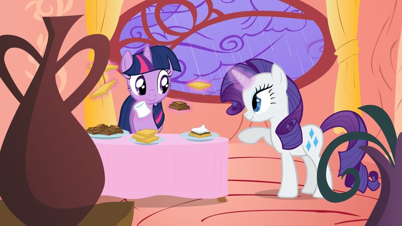Twilight and Rarity at a tea party