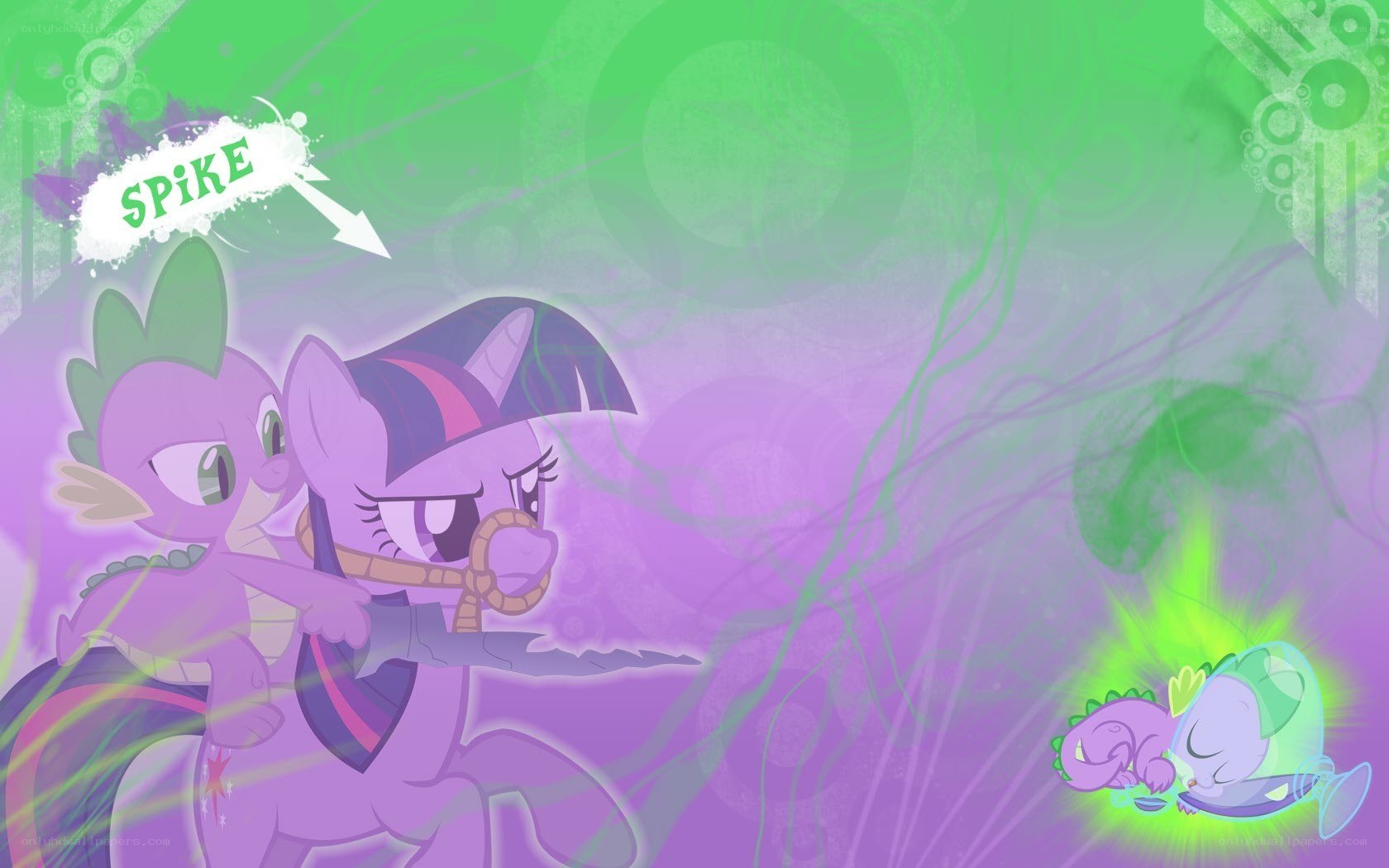 Twilight and Spike in action
