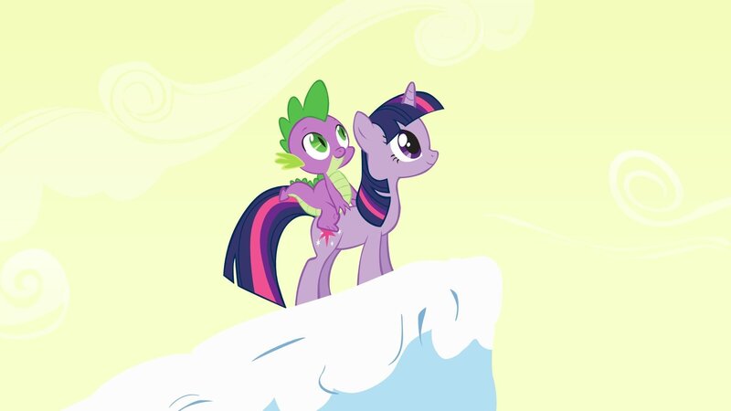 Twilight and Spike on a cloud
