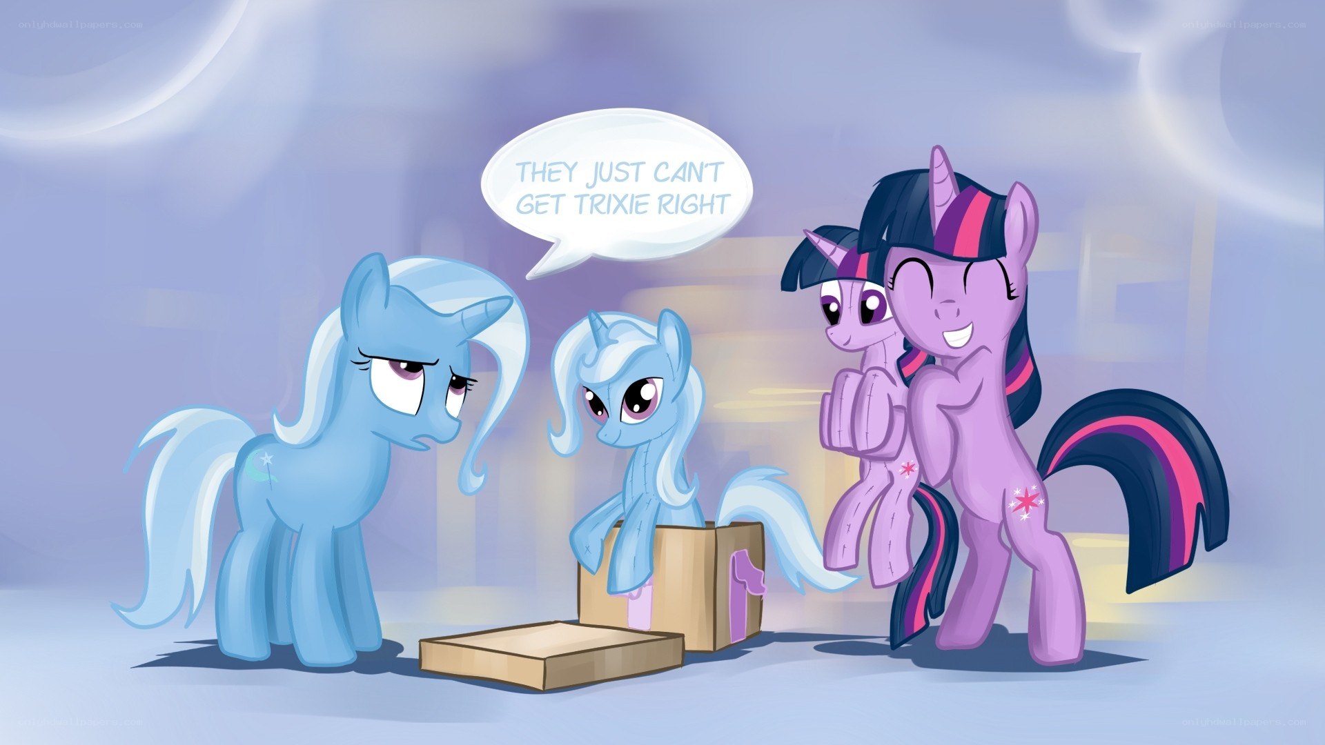 Twilight and Trixie in a box