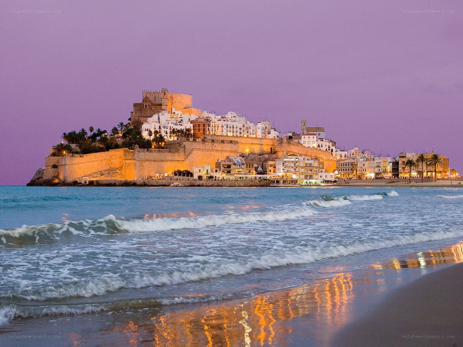 Twilight at a coastal town