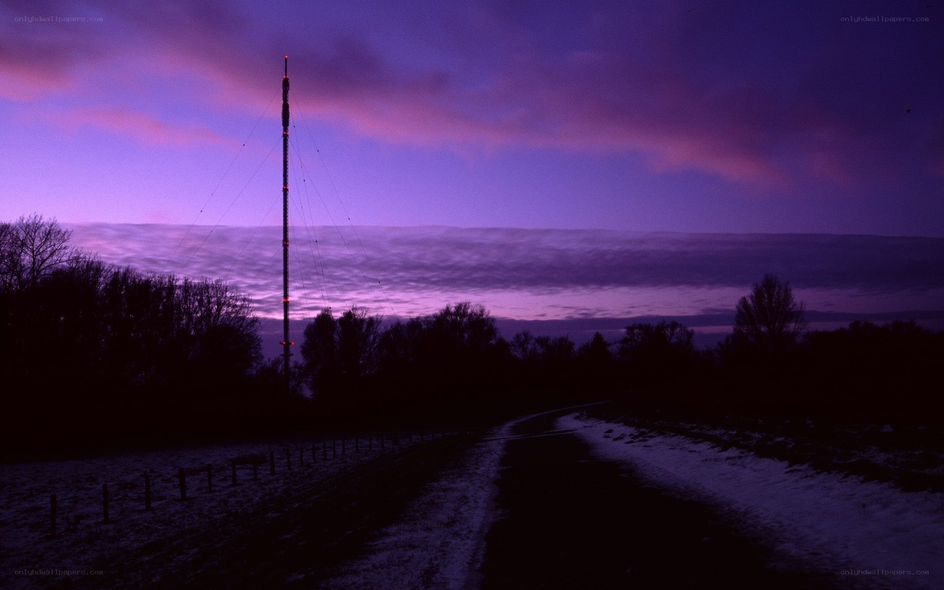 Twilight at the transmission tower