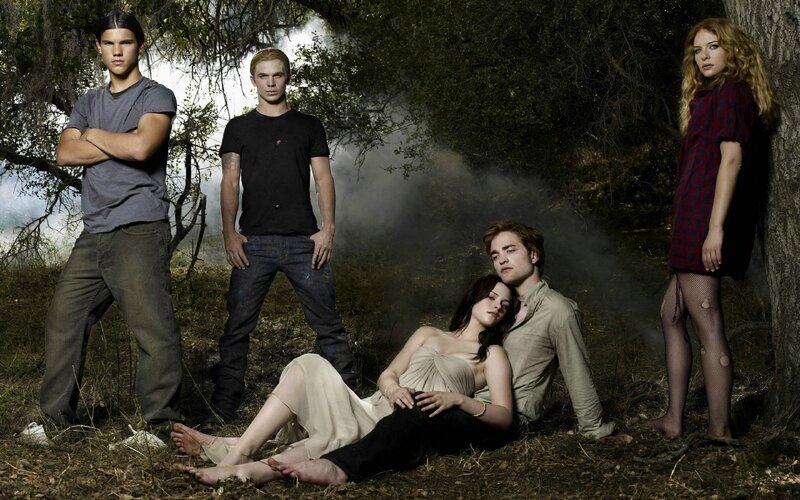 Twilight cast in forest scene