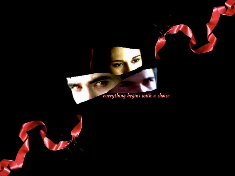 twilight collage with red ribbons