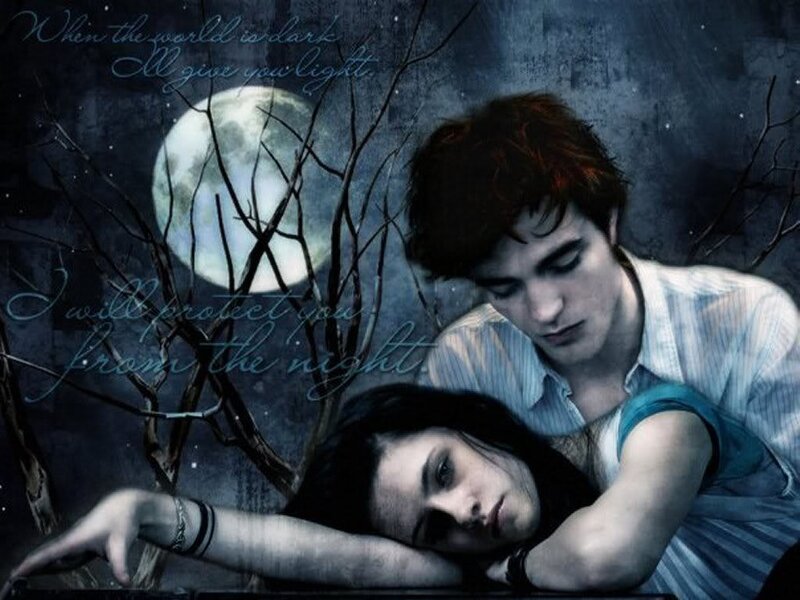 Twilight couple under moonlight