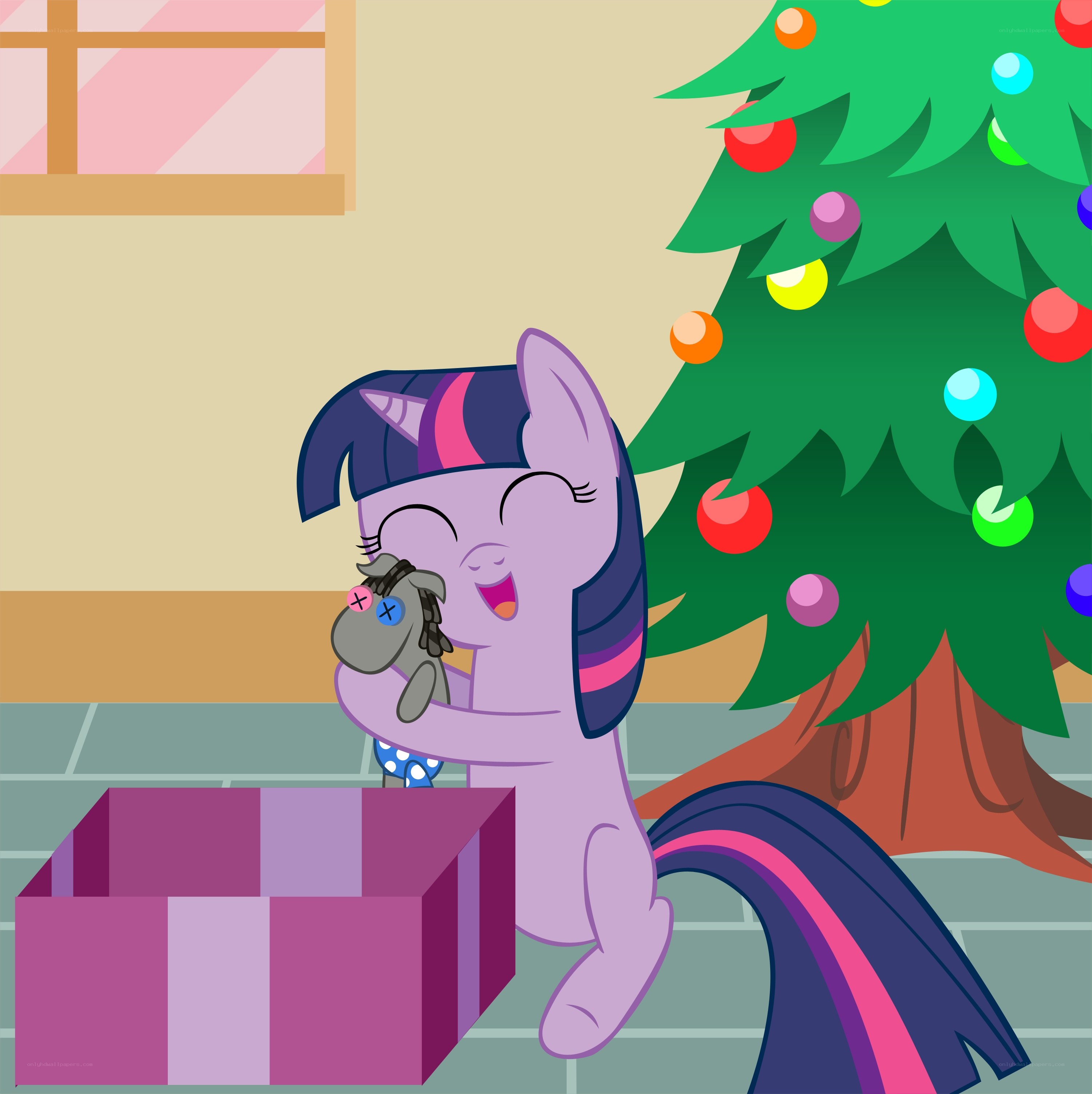 Twilight hugging a toy