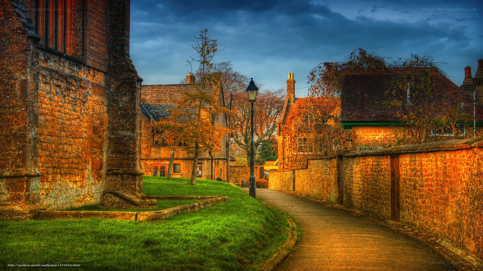 Twilight in a historic village