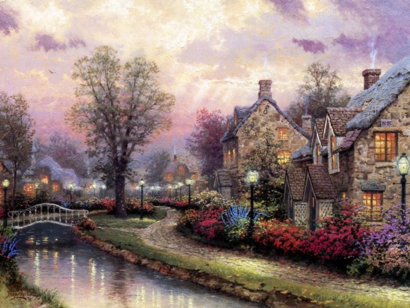 Twilight in a quaint village