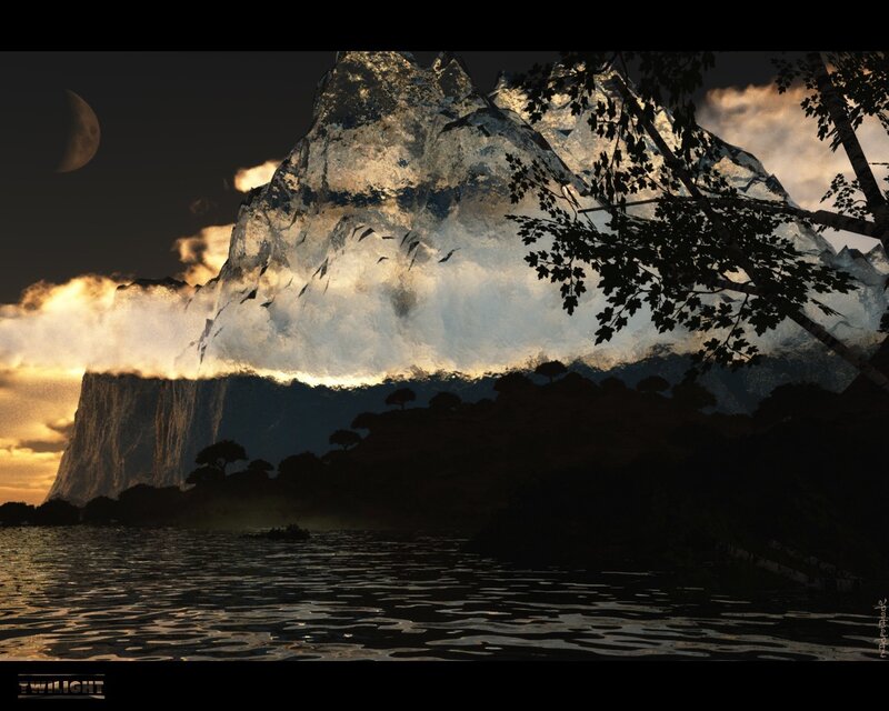 Twilight mountain landscape