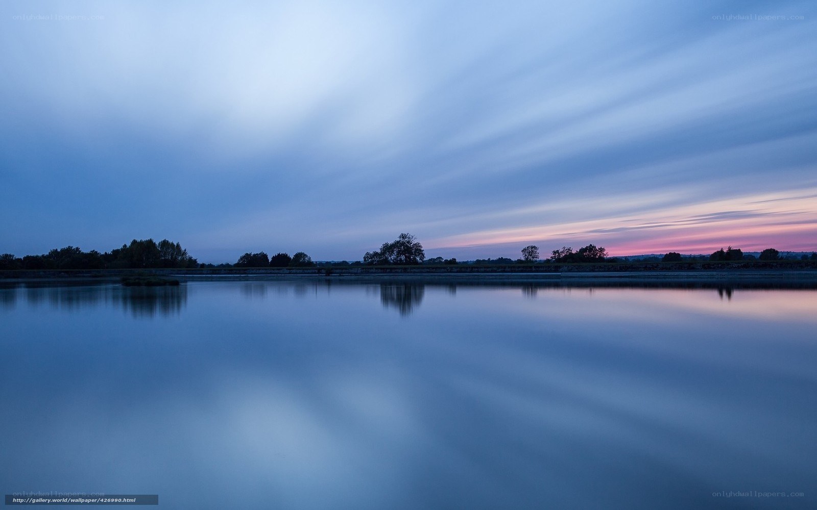 Twilight over a calm lake