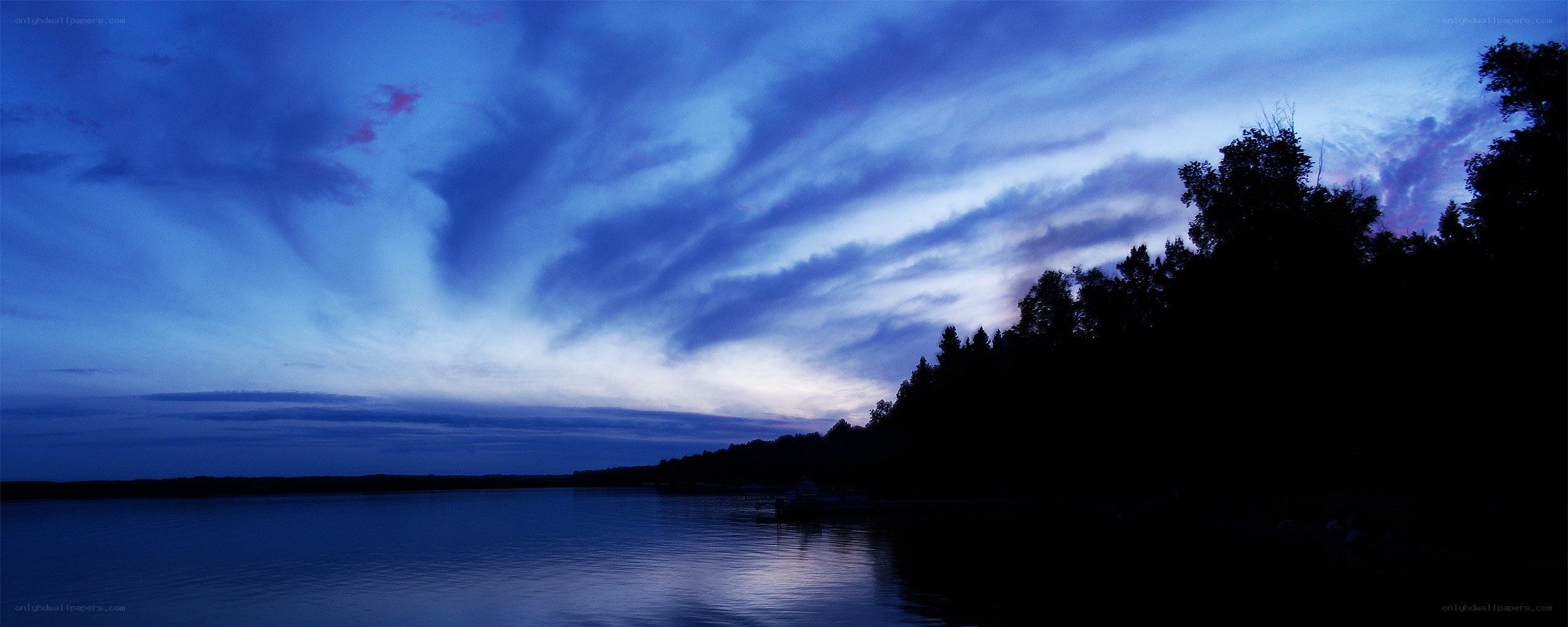 Twilight over a calm lake