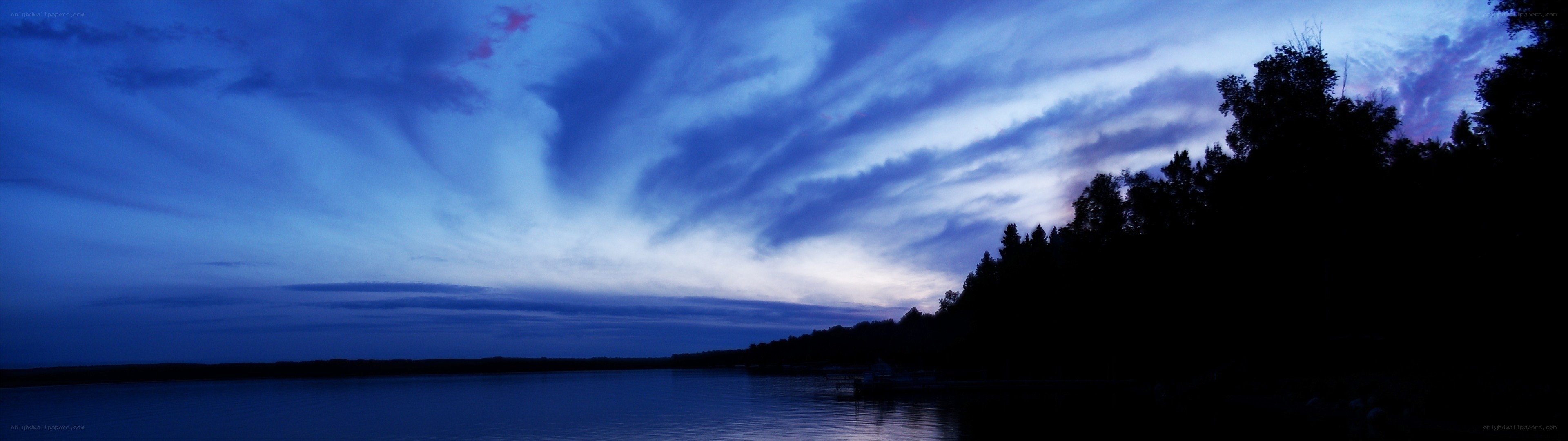 Twilight over a calm lake