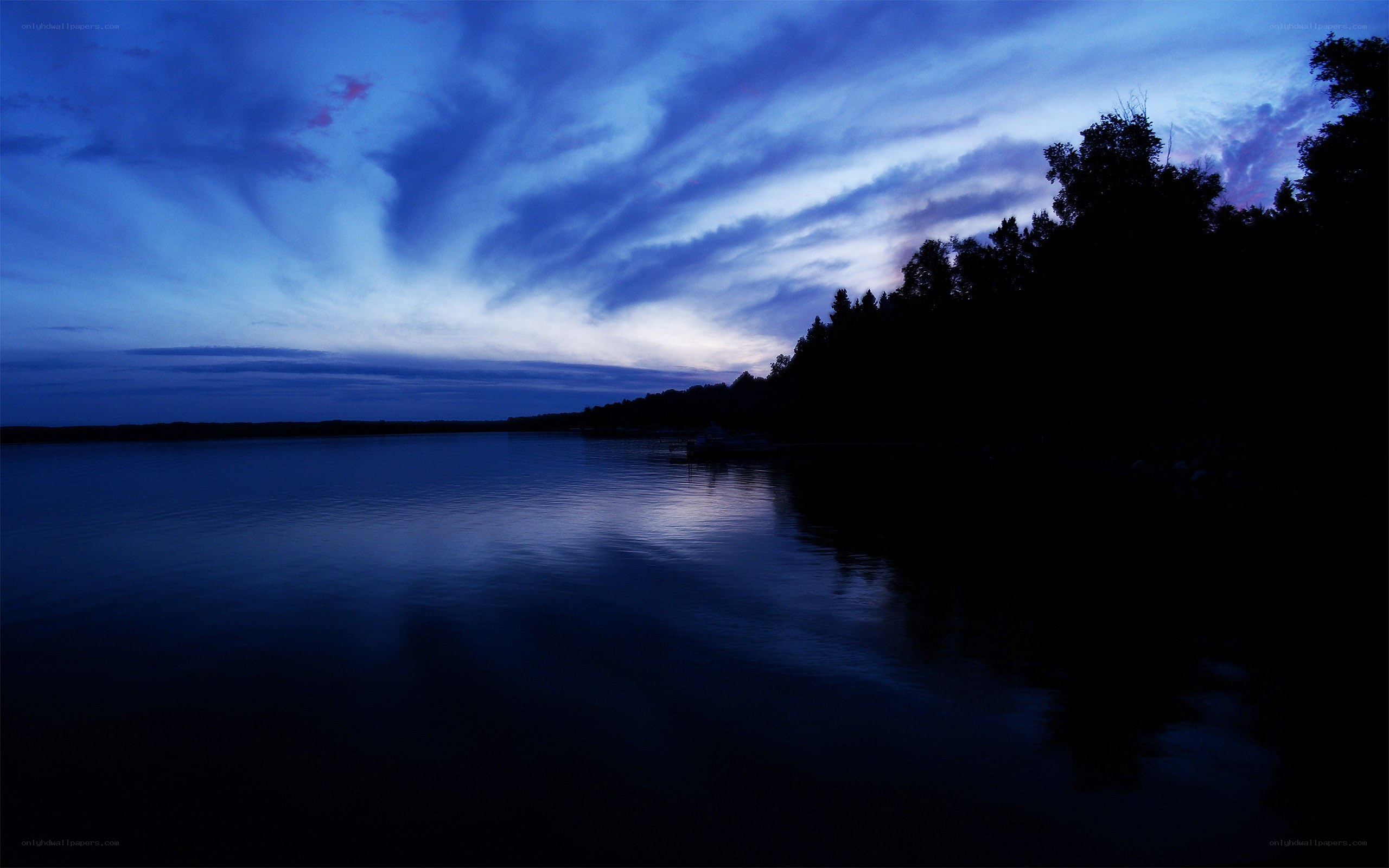 Twilight over a calm lake