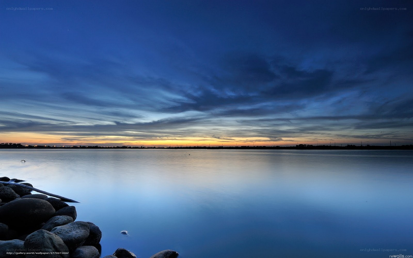 Twilight over a calm lake