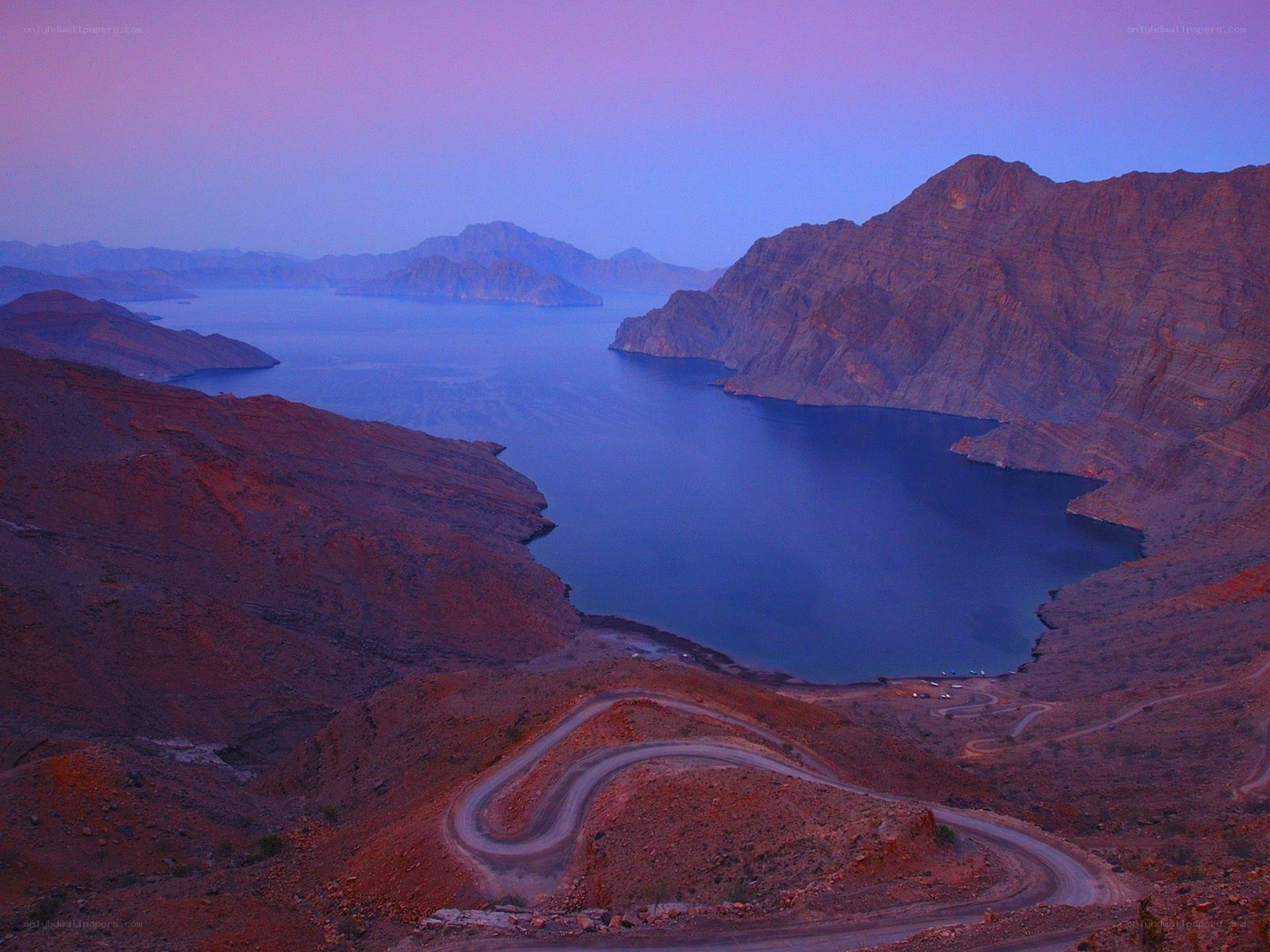 Twilight over a coastal mountain pass