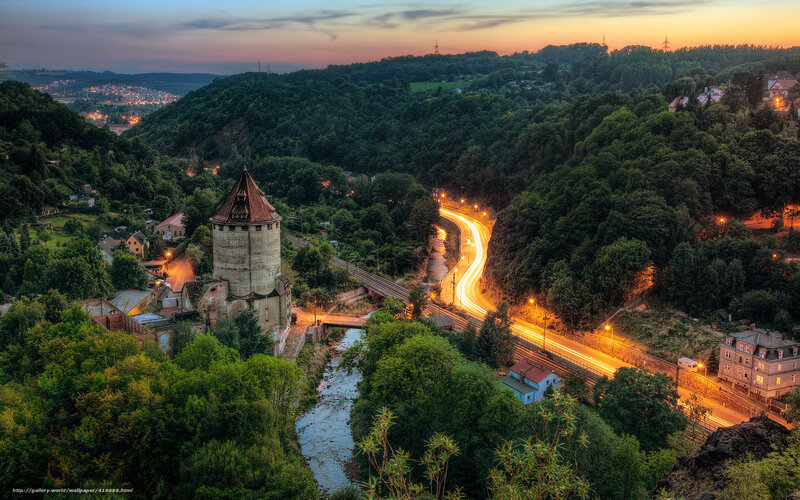 Twilight over a historic tower