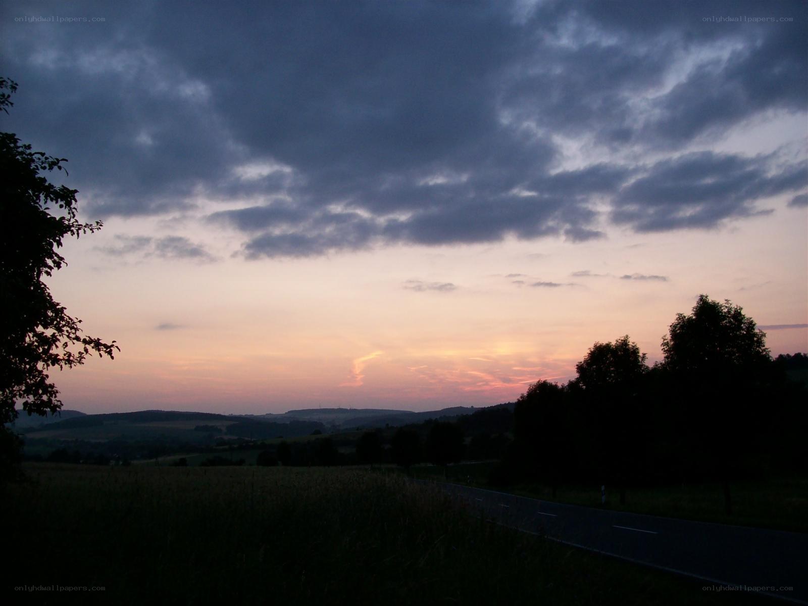 Twilight over a rural landscape