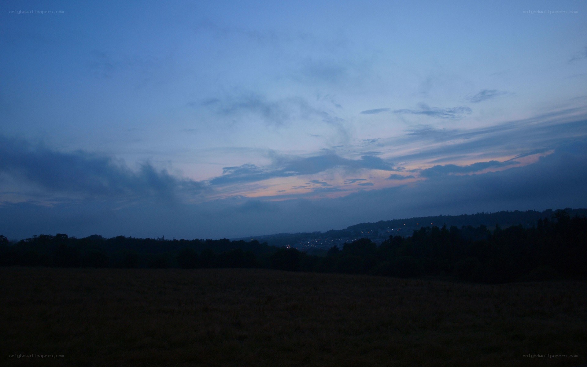 Twilight over a rural landscape
