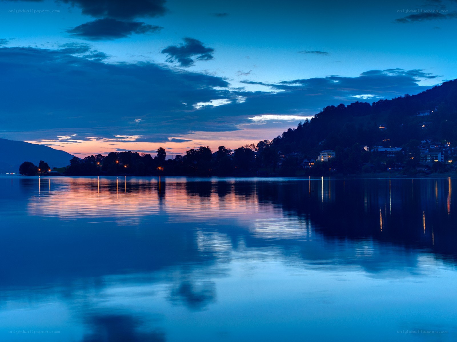 Twilight over a serene lake